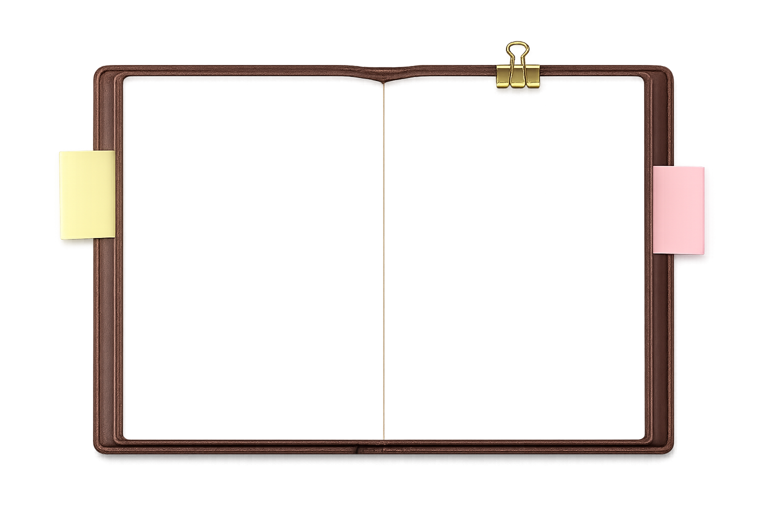 An open scrapbook notebook
